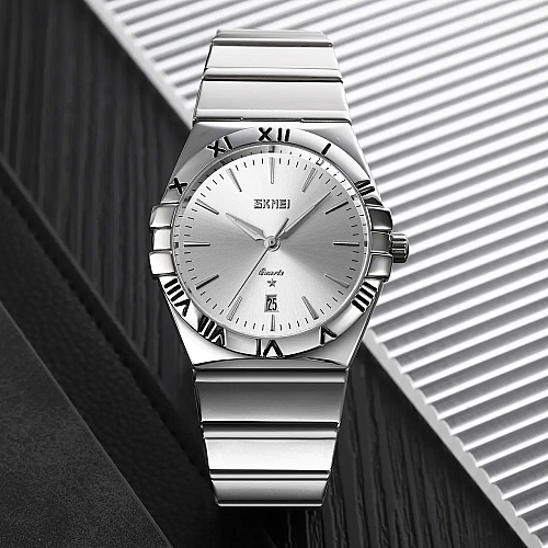 Чоловічі класичні годинники Skmei 9257 Сріблястий