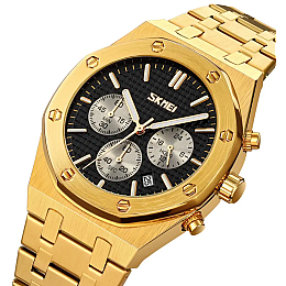 Чоловічі наручні класичні годинники Skmei 9296 Золотистий