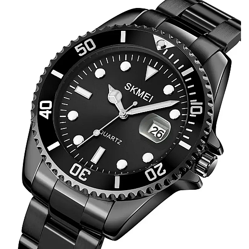 Часы мужские наручные Skmei 1779 на стальном браслете Черный