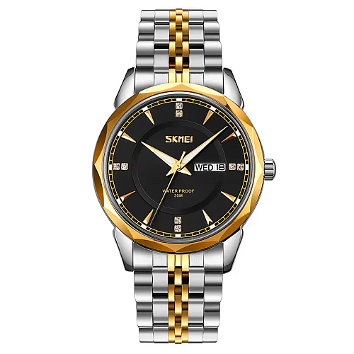 Часы мужские классические Skmei 9268 Золотисто-серебристый