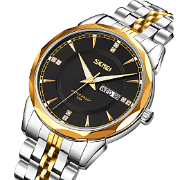 Часы мужские классические Skmei 9268 Золотисто-серебристый