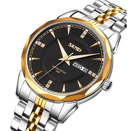 Часы мужские классические Skmei 9268 Золотисто-серебристый