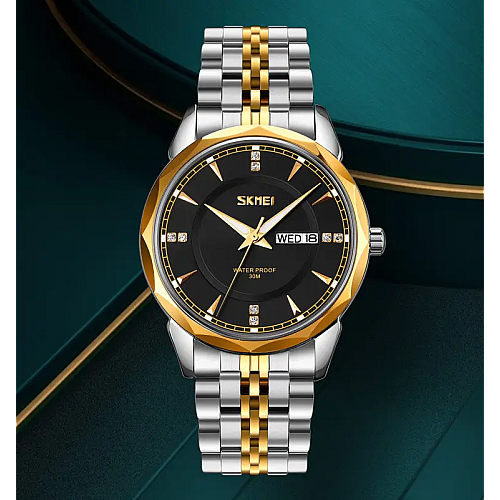 Часы мужские классические Skmei 9268 Золотисто-серебристый