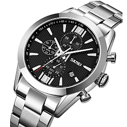 Мужские часы на стальном браслете Skmei 9302 Серебристый