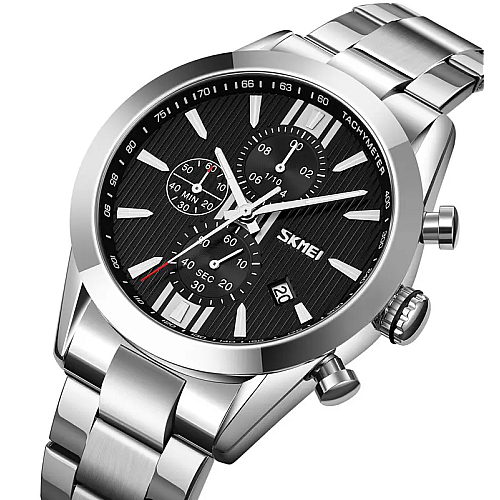 Мужские часы на стальном браслете Skmei 9302 Серебристый