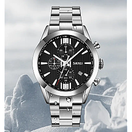 Мужские часы на стальном браслете Skmei 9302 Серебристый