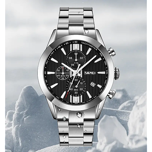 Мужские часы на стальном браслете Skmei 9302 Серебристый
