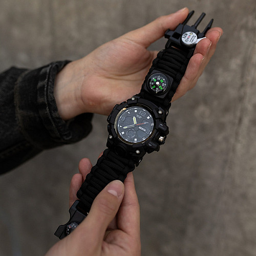 Наручні годинники чоловічі з компасом BESTA Life Pro AllBlack Чорний (3085)