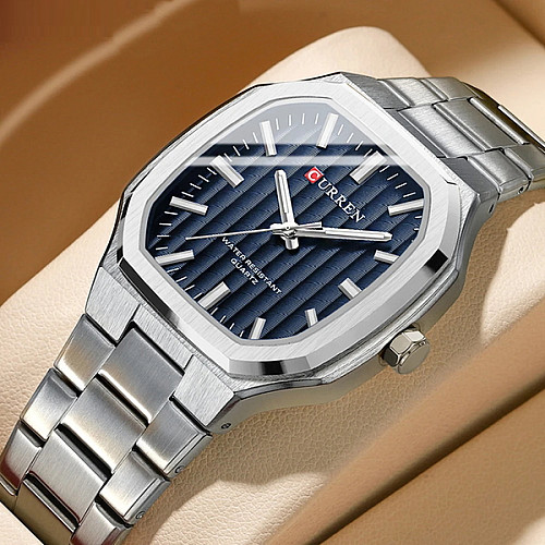 Наручні годинники чоловічі Curren Quadro Сріблястий (3136)