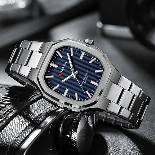 Наручні годинники чоловічі Curren Quadro Сріблястий (3136)