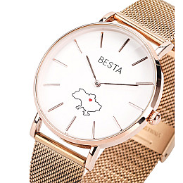 Наручные часы женские BESTA Love UA Rosegold Золотой (3143)