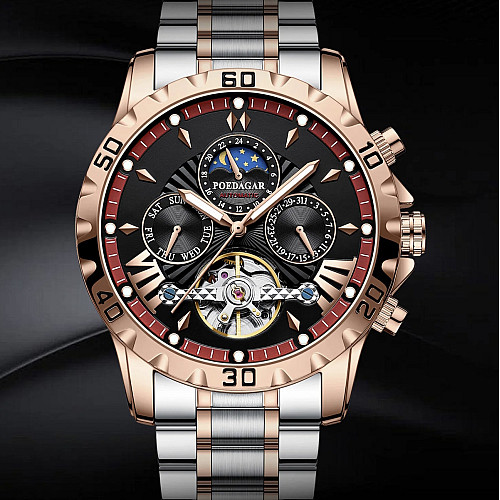 Наручні годинники чоловічі Poedagar Mechanical Золотий (3241)