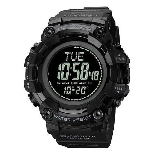 Мужские спортивные часы Skmei 2037 с компасом Черный