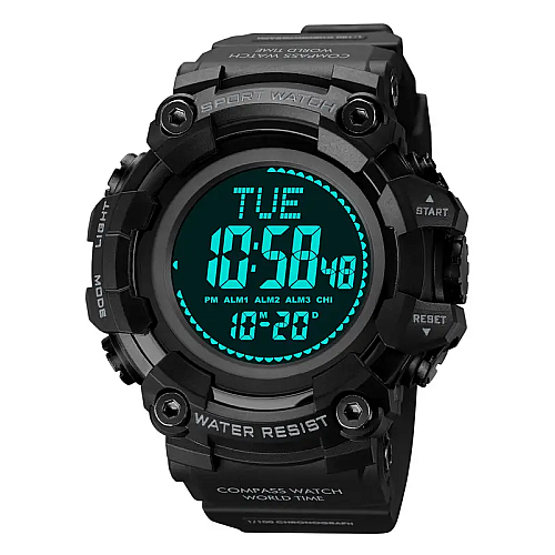 Мужские спортивные часы Skmei 2037 с компасом Черный