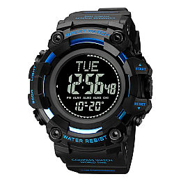 Мужские спортивные часы Skmei 2037 с компасом Черный с синим