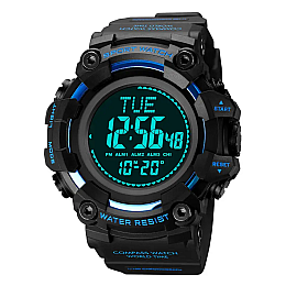 Мужские спортивные часы Skmei 2037 с компасом Черный с синим