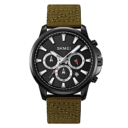 Мужские наручные часы Skmei 2071 на нейлоновом ремешке Зеленый