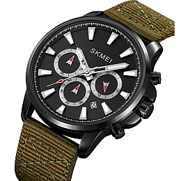 Мужские наручные часы Skmei 2071 на нейлоновом ремешке Зеленый