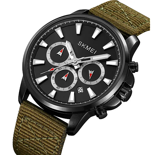 Мужские наручные часы Skmei 2071 на нейлоновом ремешке Зеленый
