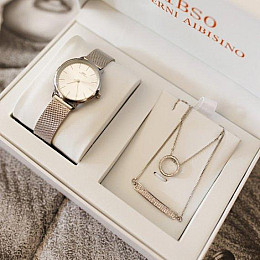 Часы наручные женские в наборе Baosaili BOX IBSO Серебристый