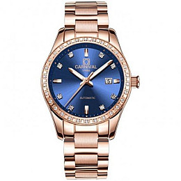 Годинники жіночі механічні класичні Carnival Maldives Золотистий