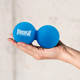 Массажный двойной мяч PowerPlay PP-4355 Silicone Lacrosse Peanut Ball 6.3х12.6 см Синий