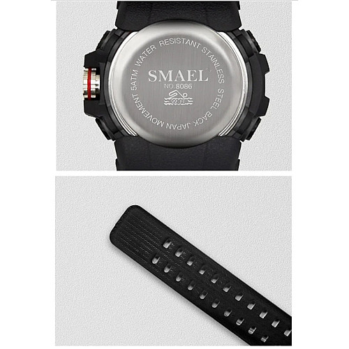 Тактические наручные часы Smael 8086 Black (16681-hbr)