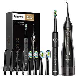 Набор электрическая зубная щетка Fairywill E11 + ирригатор Fairywill F5020E Black