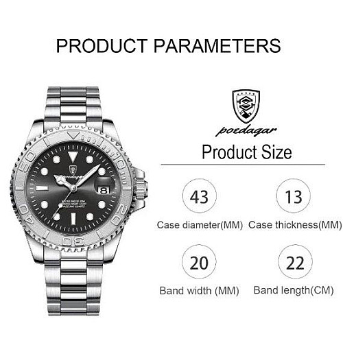 Мужские наручные часы Poedagar Pilot Серебристый (2366696188)