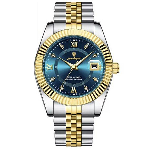 Мужские наручные часы Poedagar Dublin Серебристые с золотым