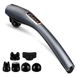 Ручний масажер для м'язів RIAS JY-8820A 6 насадок 220В Сірий (3_05679)