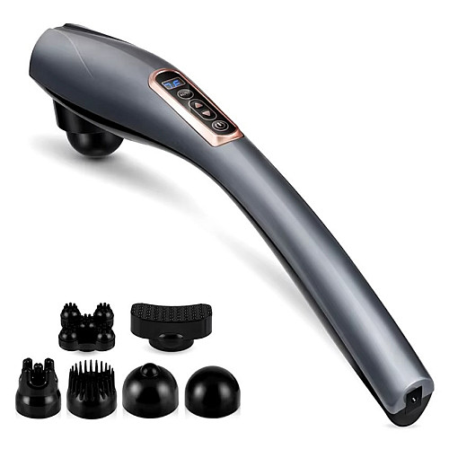 Ручний масажер для м'язів RIAS JY-8820A 6 насадок 220В Сірий (3_05679)