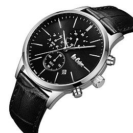 Часи чоловічі наручні Lee Cooper Leather Сріблястий (2600667322)