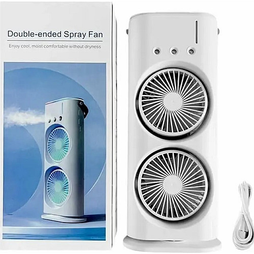 Вентилятор настольний No Brand Double-ended Spray Fan подвійний з охолодженням LED підсвітка без пульта ДУ Білий (2104618552)