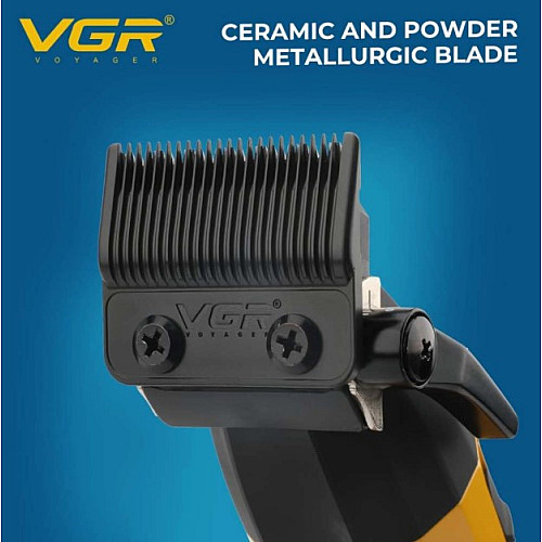 Профессиональная машинка для стрижки VGR V-285 аккумуляторная с насадками Желто-черный (2104618579)