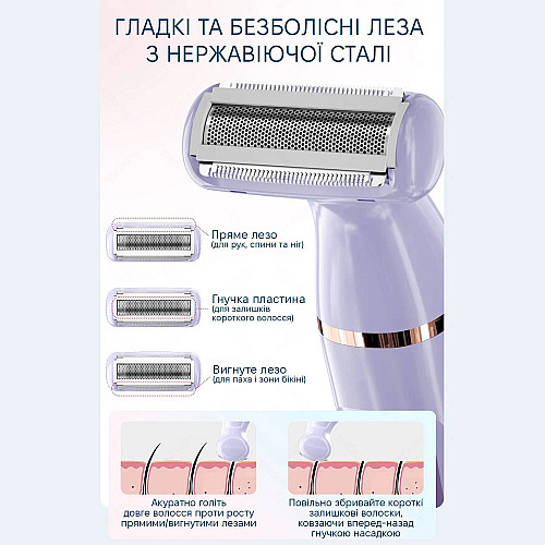 Эпилятор беспроводной аккумуляторный женский Xiaomi Enchen A1 Lilac