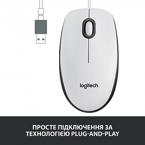 Миша Logitech Mouse M100 White (910-006764)