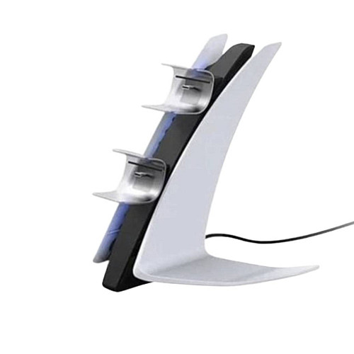 Зарядка для джойстика PS5 Dobe P5 DualSense на 2 геймпада с LED подсветкой P5V Светло-серый