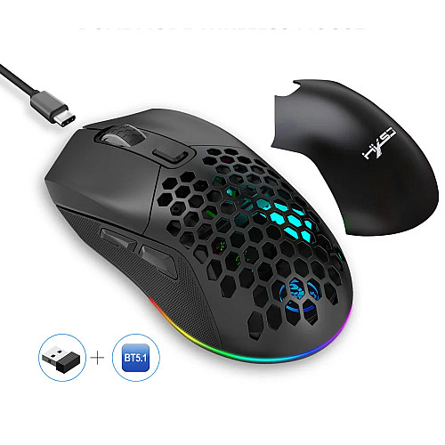 Мышь беспроводная HXSJ Т28 с аккумулятором и RGB подсветкой 2,4G+Bluetooth Black