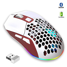 Мышь беспроводная HXSJ Т28 с аккумулятором и RGB подсветкой 2,4G+Bluetooth Red