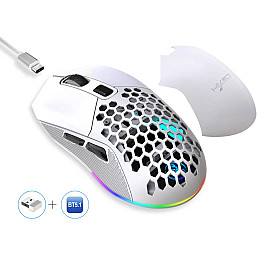 Мышь беспроводная HXSJ Т28 с аккумулятором и RGB подсветкой 2,4G+Bluetooth White