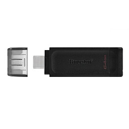 Флеш память USB Kingston DT 70 Type-C 64 GB USB 3.2 Black (33293_3030409)
