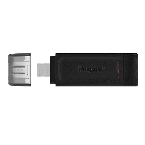 Флеш память USB Kingston DT 70 Type-C 64 GB USB 3.2 Black (33293_3030409)