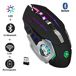 Бездротова ігрова мишка безшумна з вбудованим акумулятором T2 RGB USB Charge+Bluetooth Black