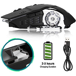 Бездротова ігрова мишка безшумна з вбудованим акумулятором T2 RGB USB Charge+Bluetooth Black