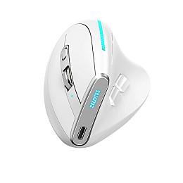 Вертикальная мышь беспроводная Zelotes F-36 с аккумулятором и RGB подсветкой 2,4G+Bluetooth White