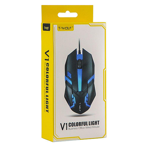 Игровая проводная компьютерная мышь T-Wolf V1 1200DPI RGB Black