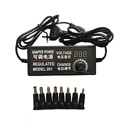 Блок питания универсальный регулируемый Foxsur 3-36V 2A 5.5x2.5 мм c переходниками 8шт Чёрный ( 3-36B2A )