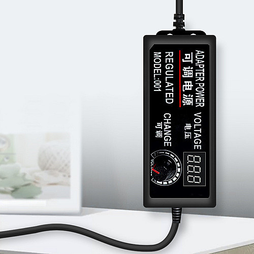 Блок питания универсальный регулируемый Foxsur 3-36V 2A 5.5x2.5 мм c переходниками 8шт Чёрный ( 3-36B2A )