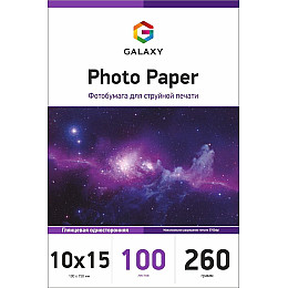 Фотопапір Galaxy 260 г/м2 глянець 10x15 см Білий 100 шт